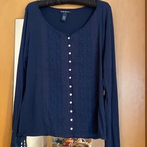 Lucky brand navy top size L